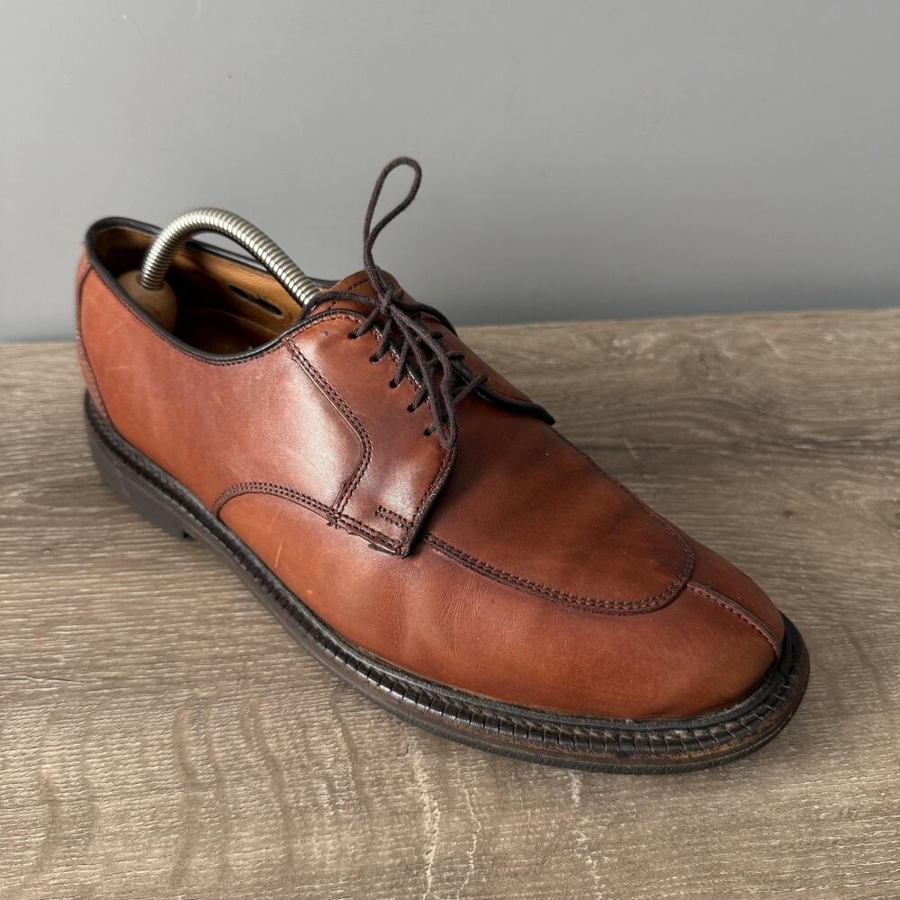 Allen Edmonds Ashton Shoes Mens 9.5 D Chili Brown Split Toe Derby Dress Leather